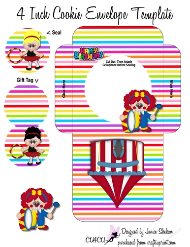 COOKIE POCKET - CLOWNS, CIRCUS, BALLOONS GIRLS