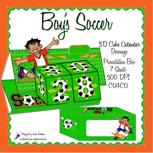 BOYS SOCCER 3D CUBE PERPETUAL CALENDAR KIT