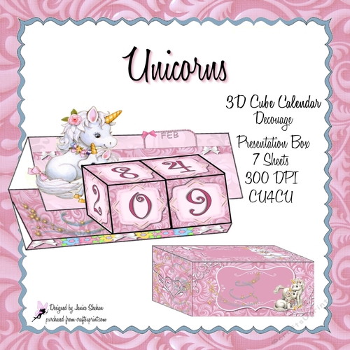 UNICORNS 3D CUBE PERPETUAL CALENDAR