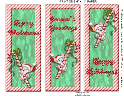 CANDY CANE CHRISTMAS MICE BOOKMARKS BOOK MARKS