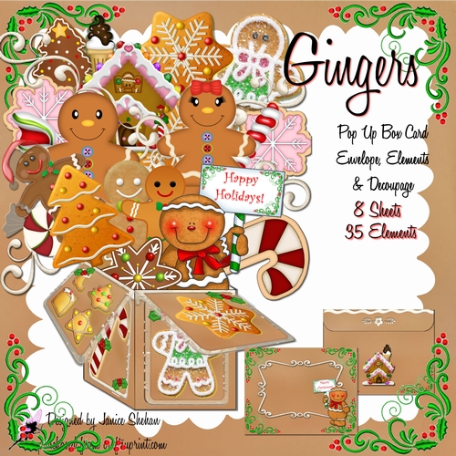 CHRISTMAS GINGERBREAD 3D BOX CARD KIT - GINGERS