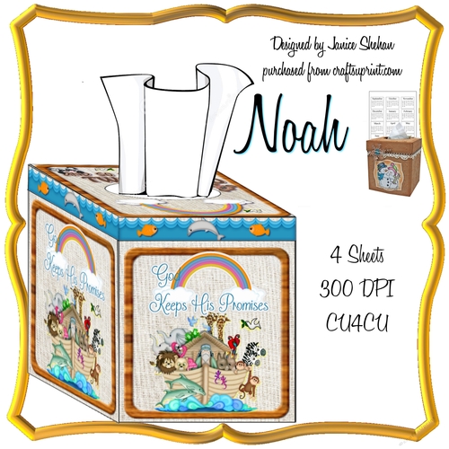 NOAH AND THE ARK KLEENEX TISSUE BOX COVER HOLDER