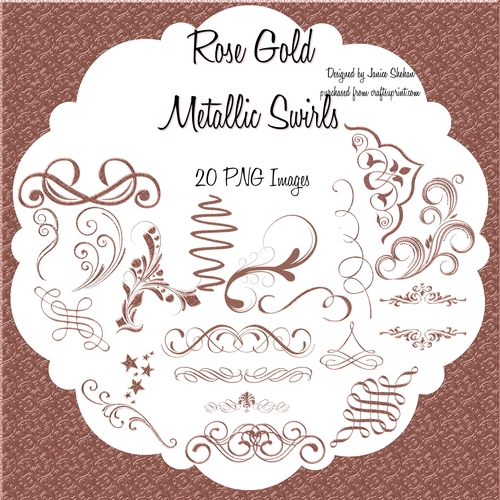 ROSE GOLD METALLIC SWIRLS 20 PNG IMAGES