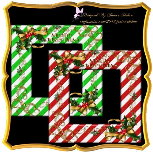 GORGEOUS RED AND GREEN CANDY CANE FRAMES - PNG FORMAT