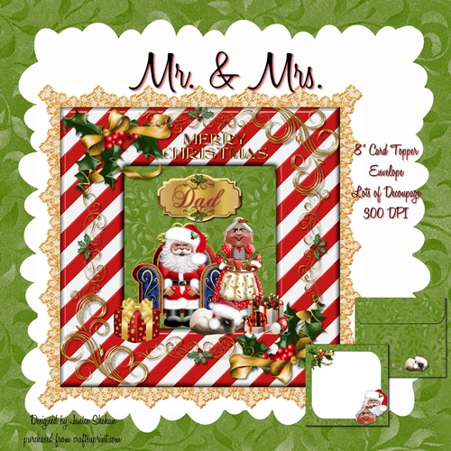 CHRISTMAS 8 INCH TOPPER, DECOUPAGE AND ENVELOPE KIT - MR. AND MRS.
