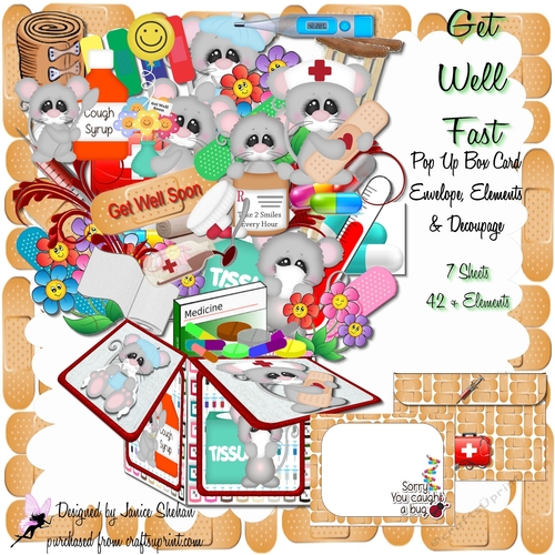 3D POP UP BOX CARD KIT - GET WELL FAST