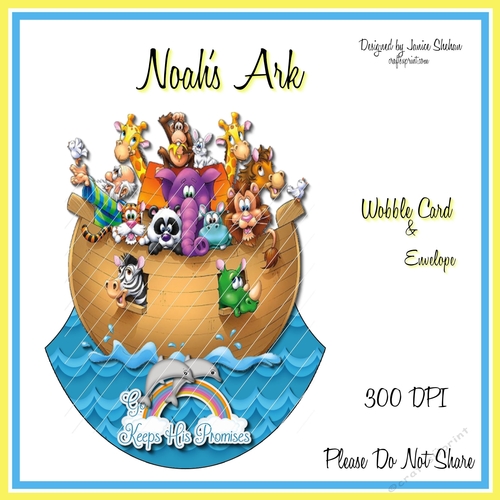 NOAH AND THE ARK - WOBBLE CARD AND ENVELOPE KIT WITH DECOUPAGE