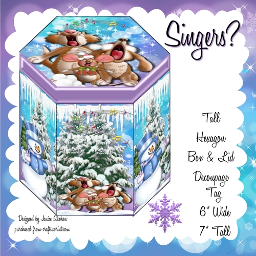 GORGEOUS TALL HEXAGONAL DECOUPAGE BOX - SINGERS?