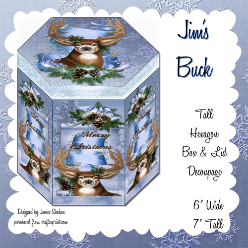 GORGEOUS TALL HEXAGONAL DECOUPAGE BOX - JIMS BUCK