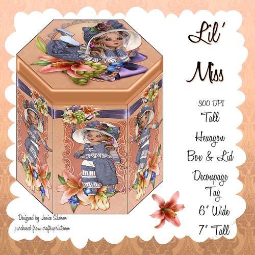GORGEOUS TALL HEXAGONAL CHRISTMAS DECOUPAGE BOX - Lil Miss