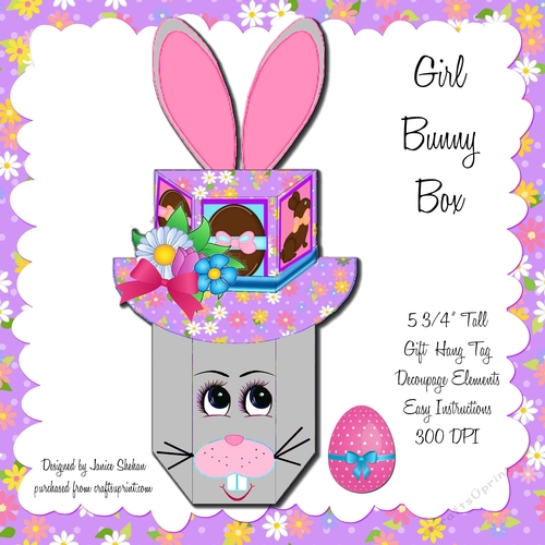 EASTER BUNNY HAT GIFT BOX - GIRL BUNNY GRAY