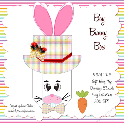 EASTER BUNNY HAT GIFT BOX - BOY BUNNY WHITE