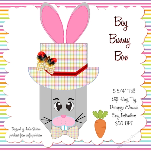EASTER BUNNY HAT GIFT BOX - BOY BUNNY GRAY