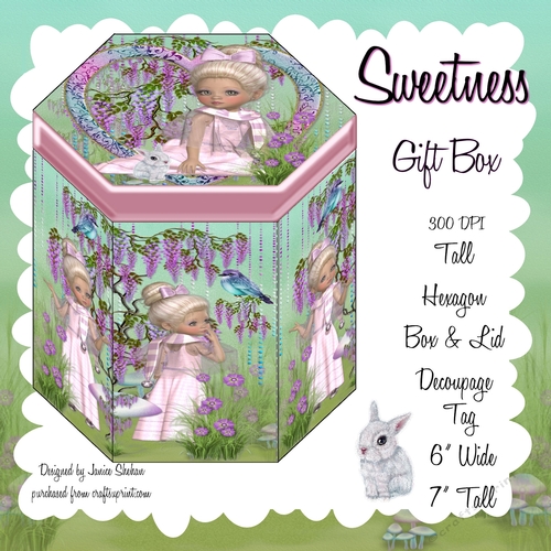 GORGEOUS TALL HEXAGONAL DECOUPAGE BOX - SWEETNESS