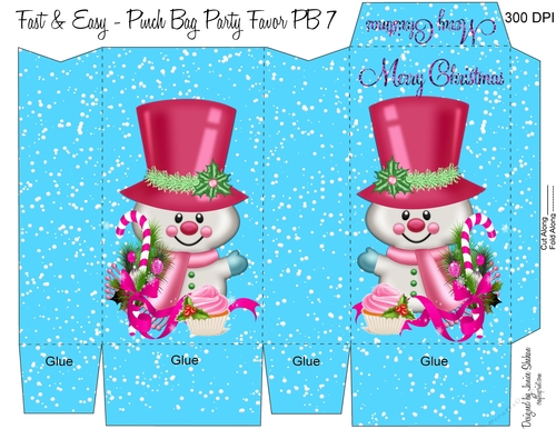 PINK SNOWMAN CHRISTMAS GIFT PINCH BAG PB 7