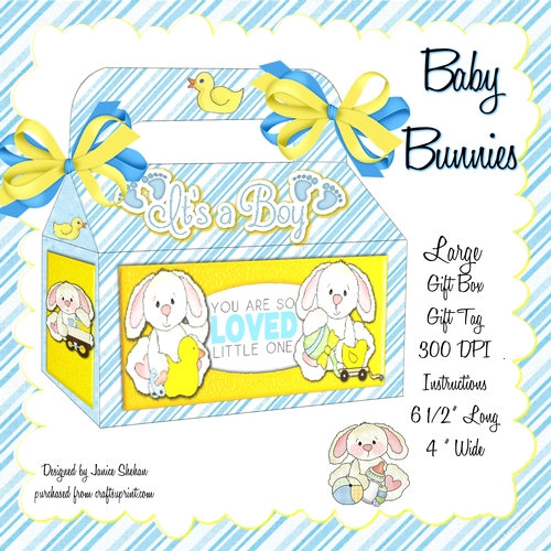 LARGE GIFT BOX - BABY BUNNIES NEW BABY BOY