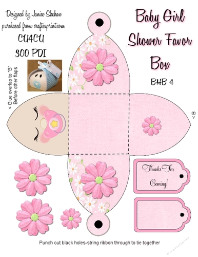BABY GIRL SHOWER FAVOR BOX - BHB 4