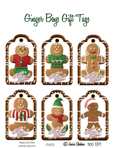CHRISTMAS GIFT TAGS - GINGER BREAD BOYS
