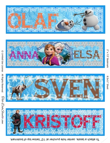 FROZEN BOOKMARKS ANNA ELSA OLAF KRISTOFF 