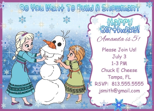 FROZEN ANNA ELSA OLAF KRISTOFF PERSONALIZED BIRTHDAY PARTY INVITES INVITATIONS
