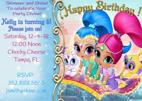 SHIMMER AND SHINE PERSONALIZED BIRTHDAY PARTY INVITES INVITATIONS