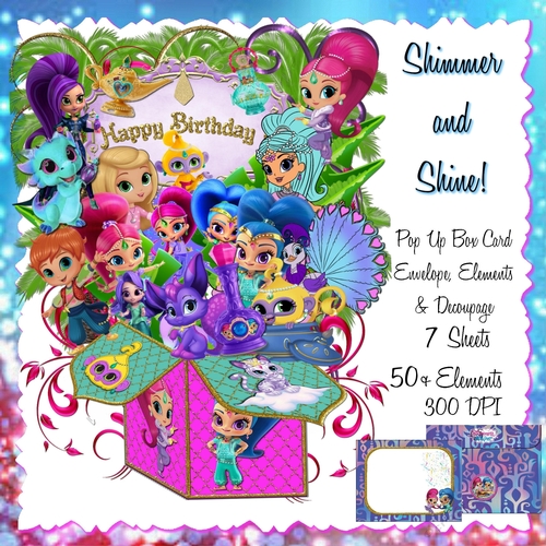 SHIMMER AND SHINE BIRTHDAY PARTY 3D POP UP BOX CARD