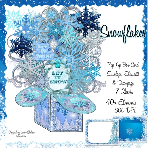 SNOWFLAKE WINTER BIRTHDAY 3D POP UP BOX CARD KIT