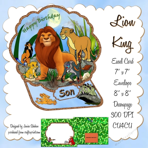 LION KING - EASEL CARD DECOUPAGE AND ENVELOPE KIT 