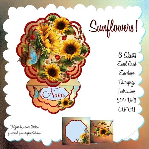 SUNFLOWERS - EASEL CARD DECOUPAGE AND ENVELOPE KIT 