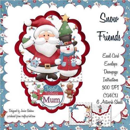 SNOW FRIENDS - EASEL CARD DECOUPAGE AND ENVELOPE KIT 
