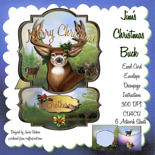 JIMS CHRISTMAS BUCK - EASEL CARD DECOUPAGE AND ENVELOPE KIT 