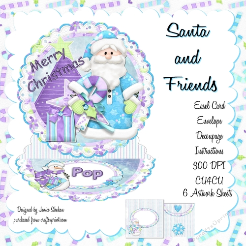 SANTA AND FRIENDS - EASEL CARD DECOUPAGE AND ENVELOPE KIT 