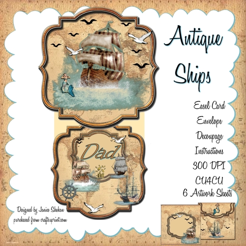 ANTIQUE SHIPS - EASEL CARD AND ENVELOPE KIT