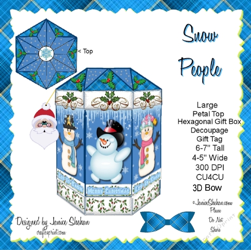 CHRISTMAS PETAL TOP BOX - SNOWMEN SNOWMAN