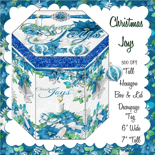 CHRISTMAS JOYS - HEXGONAL FAVOR GIFT BOX DECOUPAGE