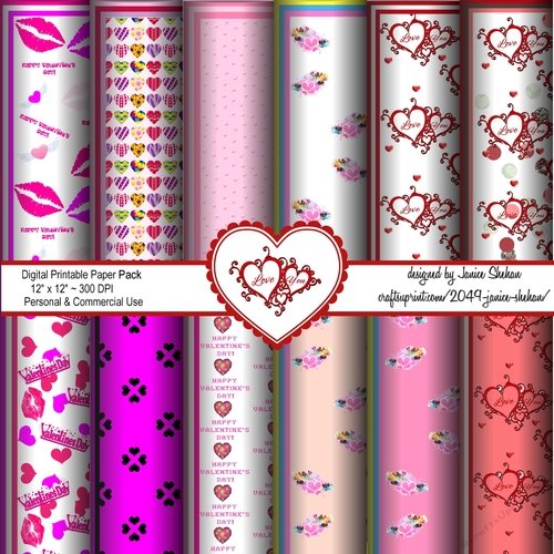 VALENTINE PAPER SCRAPBOOKING BACKGROUND HEARTS PACK