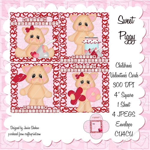 VALENTINE DAY CARDS FOR CHILDREN TO SEND TO SCHOOL MATES - PIGS