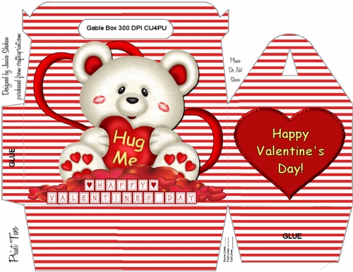 GABLE TOP GIFT BOX - VALENTINES DAY BEAR HUGS BOYS AND GIRLS