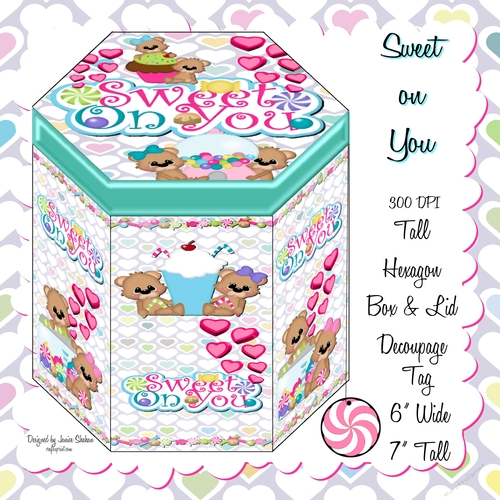 VALENTINES DAY - HEXAGONAL GIFT BOX - SWEET ON YOU HB 103