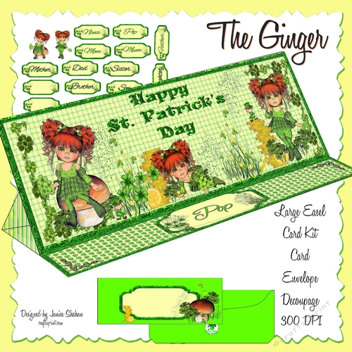 ST. PATRICKS DAY DL EASEL CARD KIT-ENVELOPE AND DECOUPAGE
