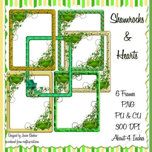 ST. PATRICKS DAY FRAMES - SHAMROCKS AND HEARTS
