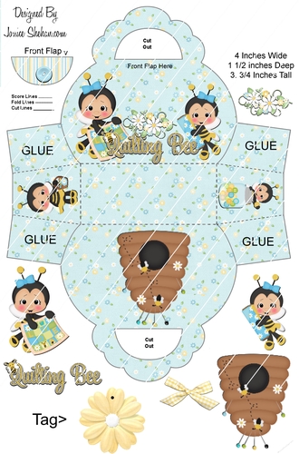 GIFT BAG - SCALLOPED HANDLE BEES AND DAISIES