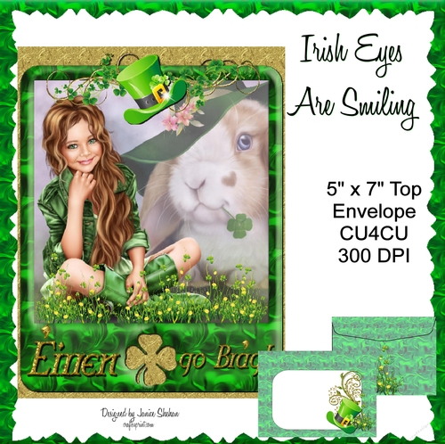 Beautiful St. Patricks Day Card and Envelope Kit-Irish Eyes Are Smiling