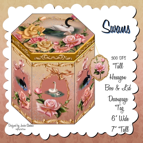 SWANS - HEXAGONAL GIFT BOX - HB 111