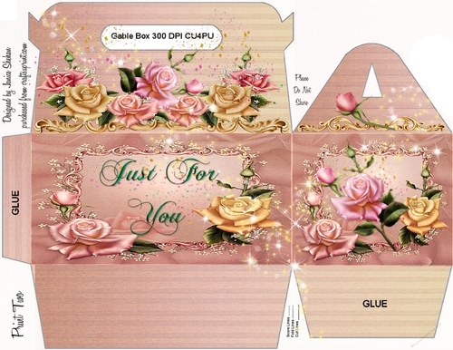 JUST FOR YOU  - GABLE TOP BOX WEDDING ANNIVERSARY BIRTHDAY SHOWER MOTHERS DAY