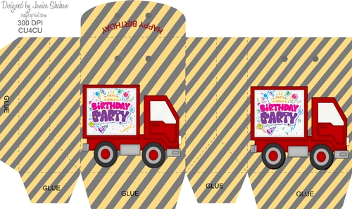BOYS BIRTHDAY FAVOR GIFT BOX - FOLD DOWN TOP