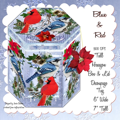 BLUE AND RED - HEXAGONAL GIFT BOX - HB 114