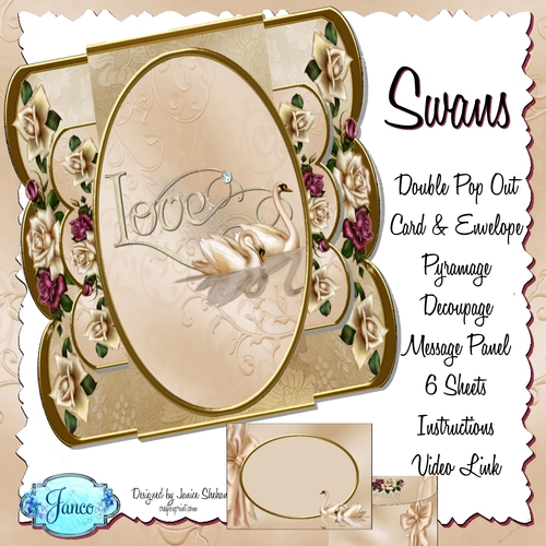 3D PYRAMAGE DECOUPAGE POP OUT CARD KIT - SWANS