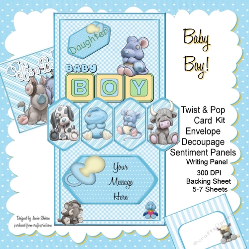 NEW BABY BOY TWIST AND POP CARD KIT
