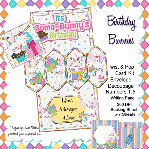 BIRTHDAY BUNNIES - TWIST AND POP CARD KIT